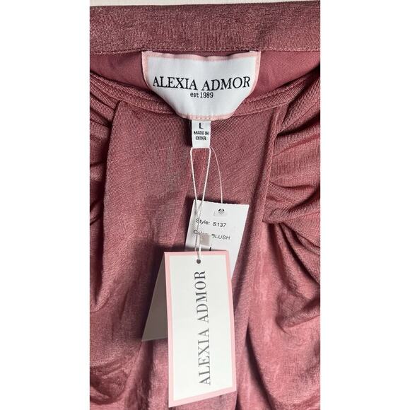 ALEXIA ADMOR Jeanette Drape Front MIDI Slinky Stretchy Blush Skirt Large NEW - Picture 6 of 10